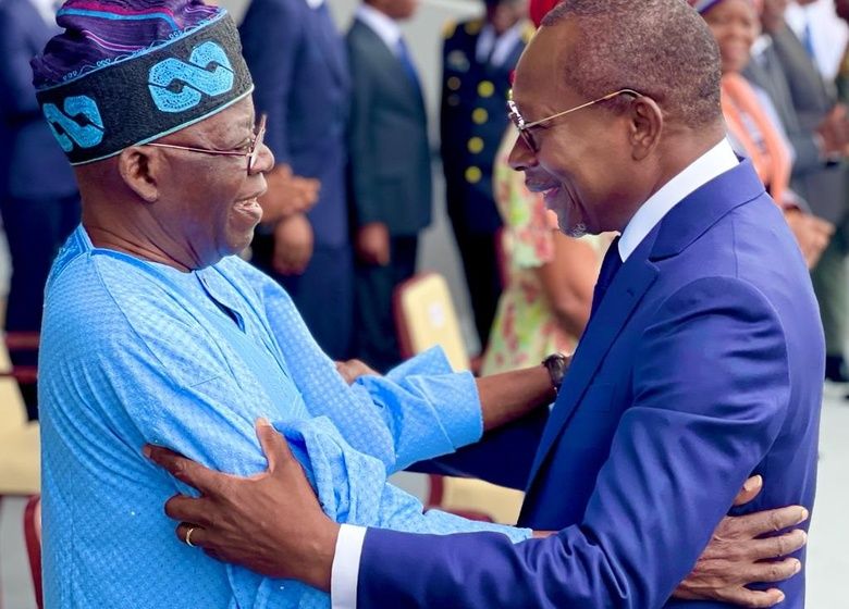 Patrice Talon et Bola Tinubu lors de la célébration d'un 1er août à Cotonou
